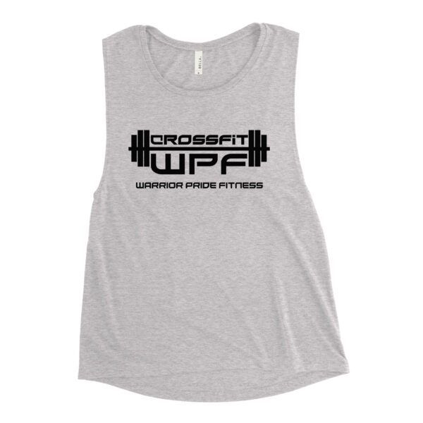 Ladies Muscle Tank Black WPF Logo - Image 3