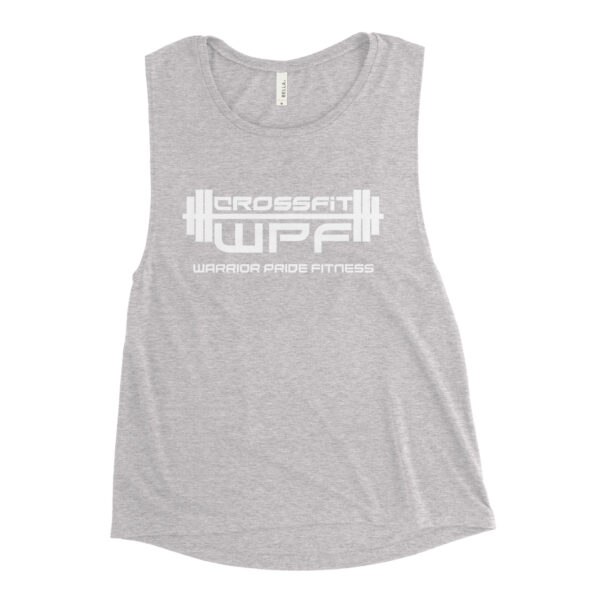 Ladies Muscle Tank White WPF Logo - Image 4