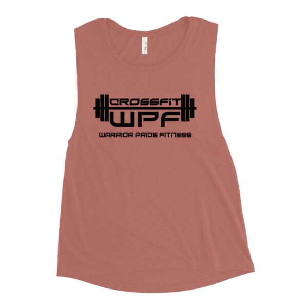 Ladies Muscle Tank Black WPF Logo - Image 2